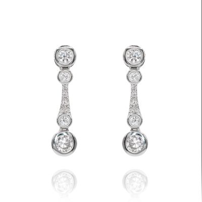 Lumbers 18ct Gold 0.72cts Diamond Drop Earrings