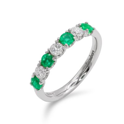 Lumbers Platinum 0.75cts Emerald & Diamond Eternity Ring