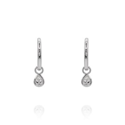 Lumbers 18ct Gold 0.33cts Diamond Pear Hoop Earrings
