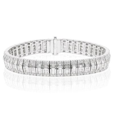 Lumbers 18ct Gold 9.25ct Diamond 3 Row Bracelet