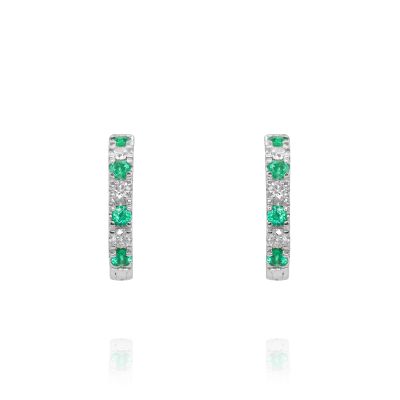 Lumbers 18ct Gold 0.28cts Emerald & Diamond Hoops