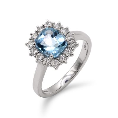Lumbers Platinum 1.57ct Aquamarine & Diamond Ring