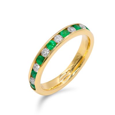 Lumbers 18ct Gold 0.75cts Emerald & Diamond Eternity Ring