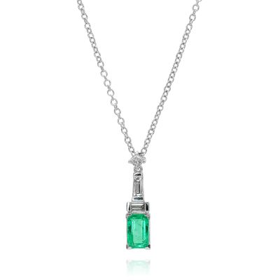 Lumbers 18ct Gold 0.60ct Emerald & 0.17cts Diamond Necklac