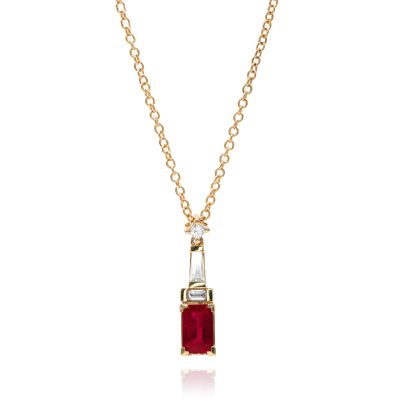 Lumbers 18ct Gold 0.70ct Ruby & Diamond Necklace