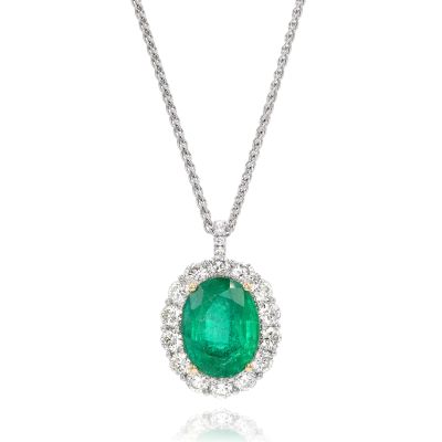 Lumbers 18ct Gold 10.16ct Emerald & Diamond Necklace