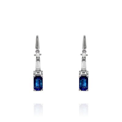 Lumbers 18ct Gold 0.80cts Sapphire & Diamond Drop Earring