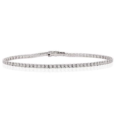 Lumbers 18ct White Gold 1.00cts Diamond Line Bracelet