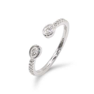 Lumbers 18ct Gold 0.35cts Diamond Oval Rubset Open Ring