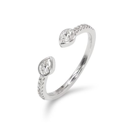 Lumbers 18ct Gold 0.33cts Pear RubSet Diamond Open Ring