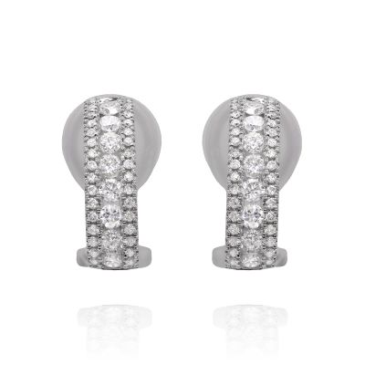 Lumbers 18ct Gold 0.86cts Diamond 3 Row Hoop Earrings