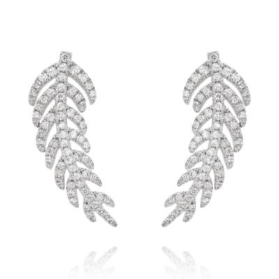 Lumbers 18ct White Gold 0.51cts Diamond Leaf Earrings