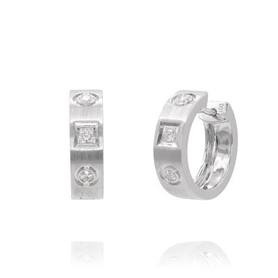 Lumbers 18ct Gold 0.13cts Diamond Matt Hoop Earrings