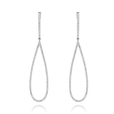 Lumbers 18ct Gold 1.42cts Diamond Open Pear Drop Earrings
