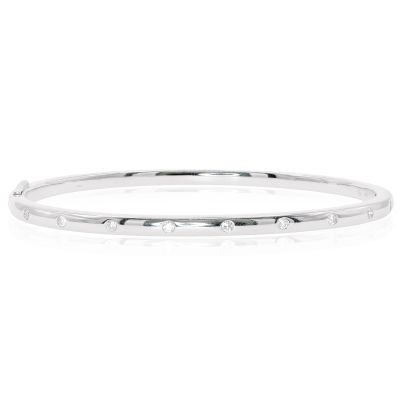 Lumbers 18ct Gold 0.27cts Diamond Hinged Bangle