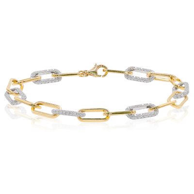 Lumbers 18ct Yellow & White Gold Diamond Pave Link Bracele
