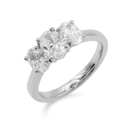 Lumbers Platinum 1.60cts Oval Diamond 3 Stone Ring