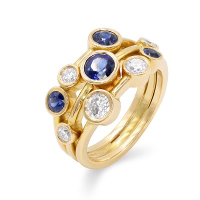 Lumbers 18ct Gold 1.26cts Sapphire & Diamond Scatter Ring