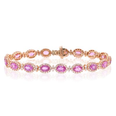Lumbers 18ct Gold Pink Sapphire & Diamond Bracelet