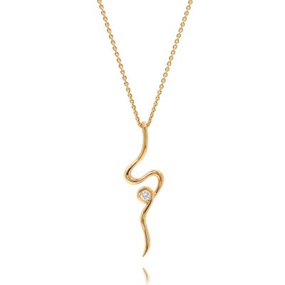 Lumbers 18ct Gold 0.13ct Diamond Squiggle Necklace