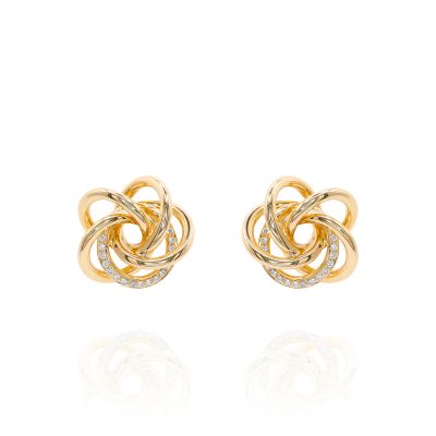 Lumbers 18ct Yellow Gold 0.10cts Diamond Set Knot Studs
