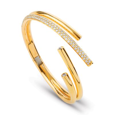Lumbers 18ct Gold Tulipa 2.68cts Diamond Twist Bangle