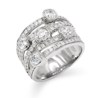 Lumbers Platinum Cascade 1.95cts Diamond 5 Row Ring