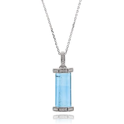 Lumbers 18ct Gold 9.36cts Aquamarine Crystal Necklace