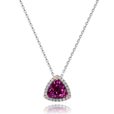 Lumbers 18ct Gold 2.04ct Trilliant Garnet & Diamond Neckla