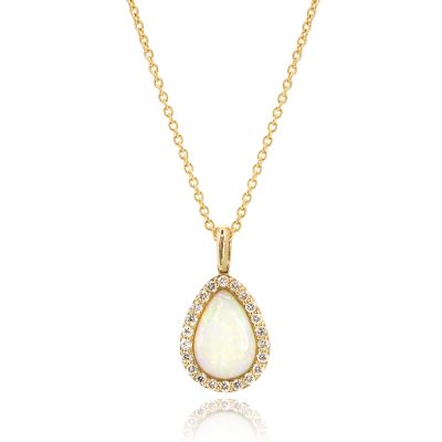 Lumbers 18ct Gold 3.40ct Opal & 0.22cts Diamond Necklace