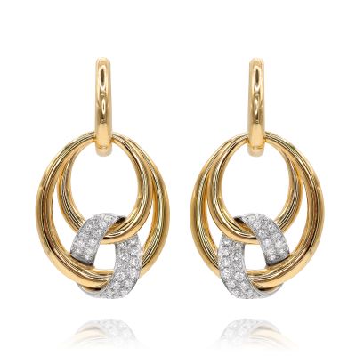 Lumbers 18ct Gold Double Circle Diamond Twist Earrings