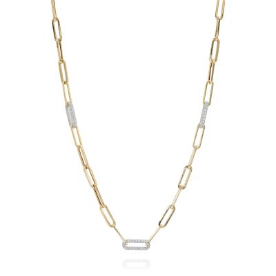 Lumbers 18ct Gold 18' Link Chain with Pave Diamonds