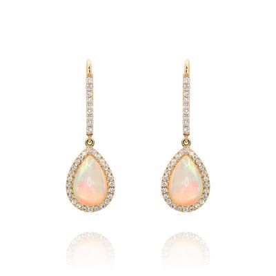 Lumbers 18ct Gold 1.54cts Opal & Diamond Drop Earrings