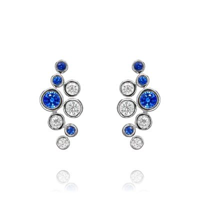 Lumbers 18ct Gold Cascade Sapphire & Diamond  Ear Studs