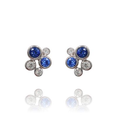 Lumbers 18ct Gold Sapphire & Diamond Scatter Studs