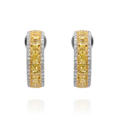 Lumbers 18ct Gold 3 Row 3.72cts Diamond Hoop Earrings