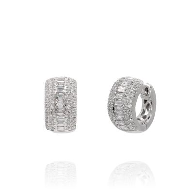 Lumbers 18ct White Gold 0.58cts Diamond Huggie Hoops