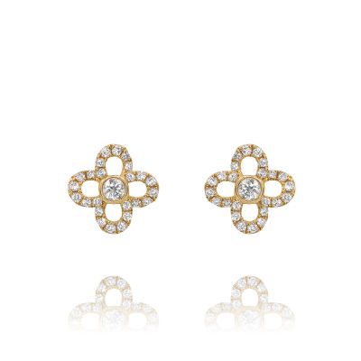Lumbers 18ct Gold 0.30cts Diamond Set Flower Studs