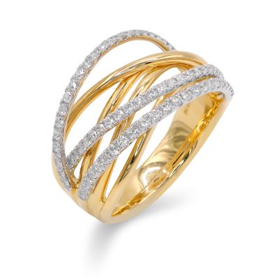 Lumbers 18ct Yellow Gold 7 Row 0.62cts Diamond Ring