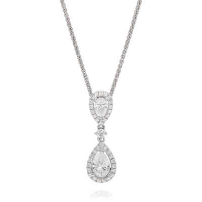 Lumbers 18ct Gold 0.73cts Diamond Pear Cut Necklace
