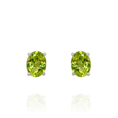 Lumbers 18ct White Gold 2.71cts Oval Peridot Studs