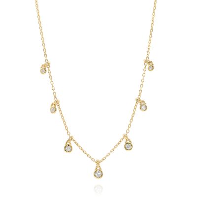 Lumbers 18ct Gold Graduated Diamond Drop Collar