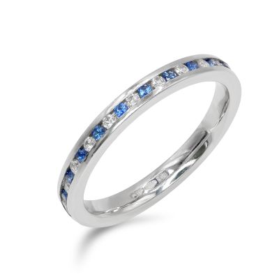 Lumbers Platinum Sapphire & Diamond Half Eternity Ring