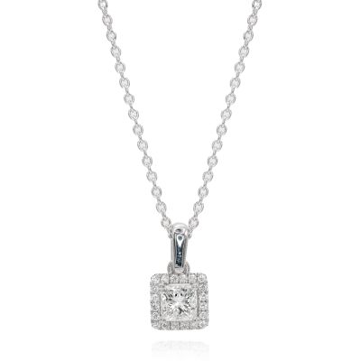  Platinum 0.56cts Diamond & Halo Pendant