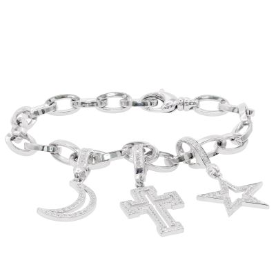  Pre-Owned 18ct Gold Theo Diamond Charm Bracelet