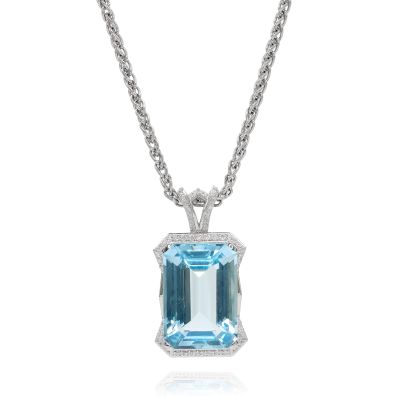 Lumbers Platinum 8.68ct Aquamarine & Diamond Pendant