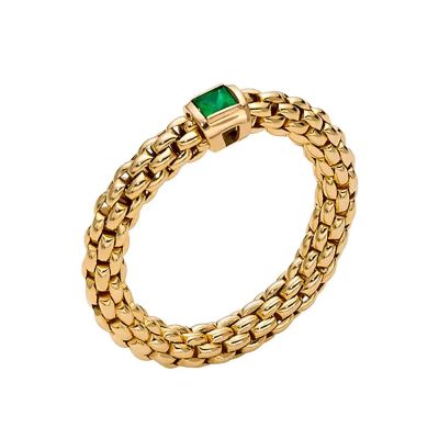 Fope Fope Souls Flex'it 18ct Gold Emerald Ring - M