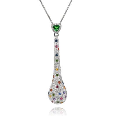 Lumbers Platinum Diamond & Rainbow Sapphire Necklace
