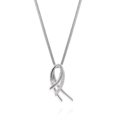Lumbers 18ct Gold 0.45cts Diamond 2 Row Swirl Pendant