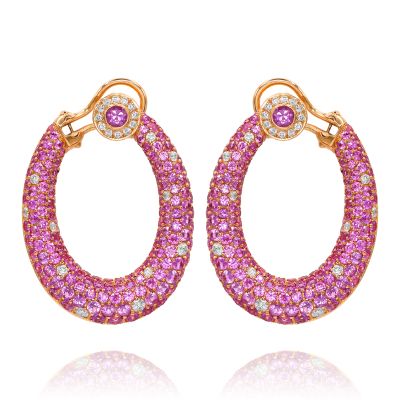 Lumbers Pre-Owned 18ct Pink Sapphire & Diamond Earrings